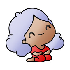 gradient cartoon of a cute kawaii girl