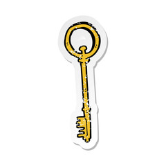 retro distressed sticker of a cartoon key