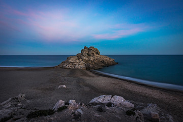 Obraz premium View of sunset on Torn beach in Tarragona, Spain