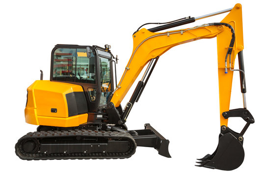 Excavator Loader And Bucket With Clipping Path Isolated