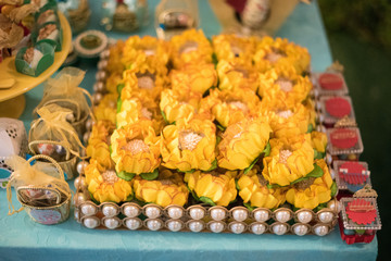 Sweets and decoration on the table - Children's birthday garden theme