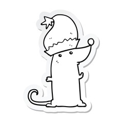sticker of a cartoon rat wearing christmas hat