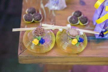Sweets and decoration on the table - Children's birthday garden theme