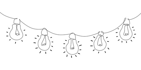 One line drawing of light bulb vector illustration minimalist design background
