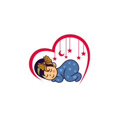 Fototapeta premium Sleeping Cute Baby Logo Designs Template