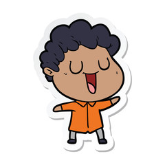 sticker of a laughing cartoon man