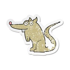 retro distressed sticker of a cartoon rat