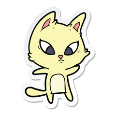 Fototapeta premium sticker of a confused cartoon cat