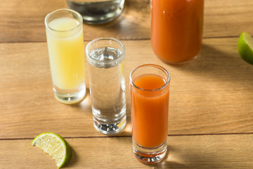 Alcoholic Sangrita Mexican Flag Cocktail