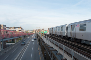 Fototapeta na wymiar elevated train and highway