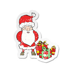 retro distressed sticker of a cartoon santa claus