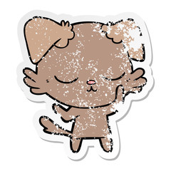 distressed sticker of a cute cartoon dog