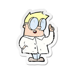 retro distressed sticker of a cartoon scientist