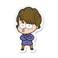 sticker of a cartoon woman