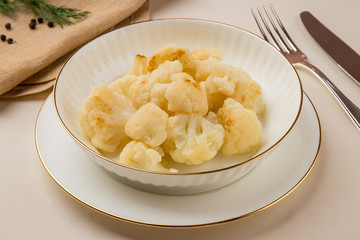 Fried cauliflower in a bowl