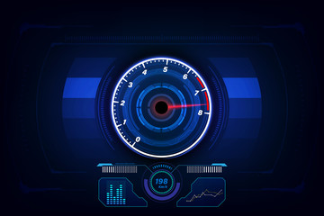 Speed motion background with fast speedometer car. Racing velocity background.