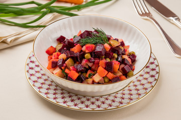 Vinaigrette on a white plate