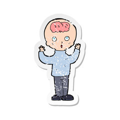 retro distressed sticker of a cartoon genius