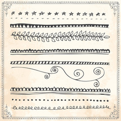 Obraz premium Hand drawn line border frame design elements set