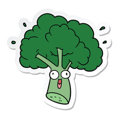 sticker of a cartoon broccoli