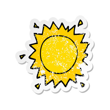 distressed sticker of a cartoon sun