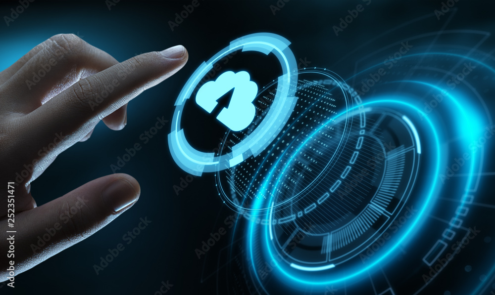 Poster cloud computing technology internet storage network concept