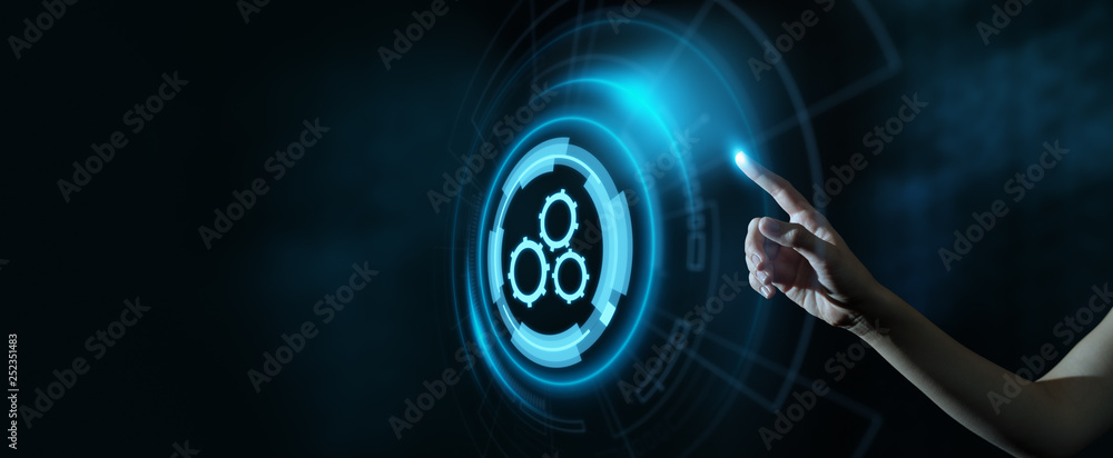 Poster automation software technology process system business concept