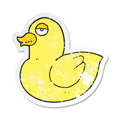 retro distressed sticker of a cartoon duck