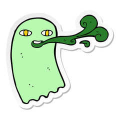 sticker of a funny cartoon ghost
