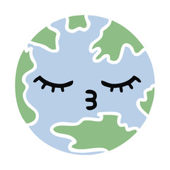 flat color retro cartoon planet earth