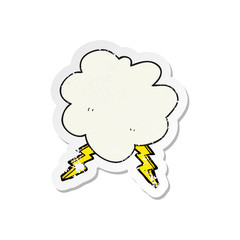 retro distressed sticker of a cartoon storm cloud