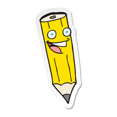sticker of a happy cartoon pencil