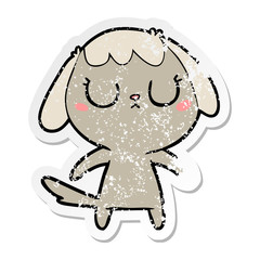 distressed sticker of a cute cartoon dog