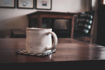 coffee cup on wooden table