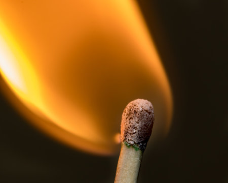macro image of matchstick burning