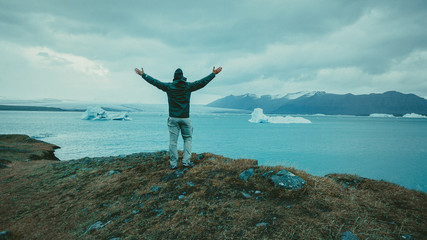 Black Sand Beach Glacier Iceland Sunset
