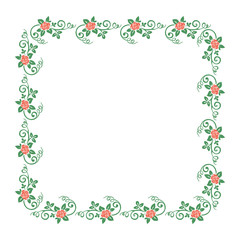 Vector illustration decoration frames flower pink leaf green hand drawn