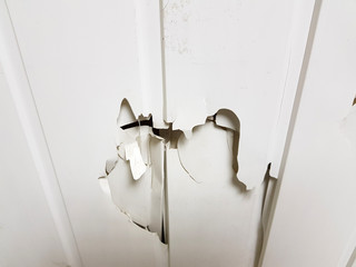 Old plastic lining with a broken hole