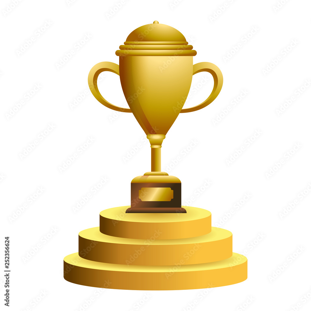 Sticker trophy cup on podium symbol