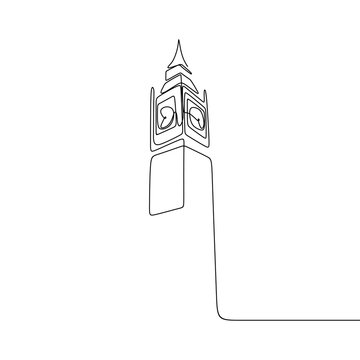 London City of Westminster Big Ben clock tower one line drawing minimalist design