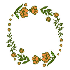 Vector illustration beautiful orange floral frame style hand drawn