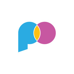 letters po linked circle simple logo vector