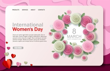 International Womens Day vector website landing page design template