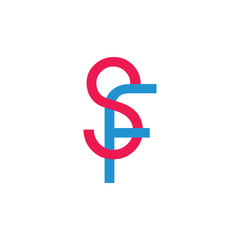 letter sf simple linked logo vector
