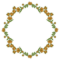 Vector illustration frame flower orange and leaf green hand drawn