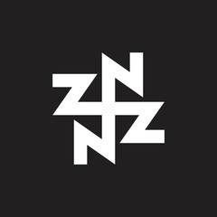 abstract letters zn circle geometric line logo vector