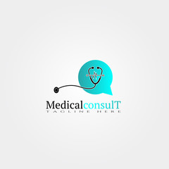 Medical consult care icon template, creative vector logo design, illustration element.