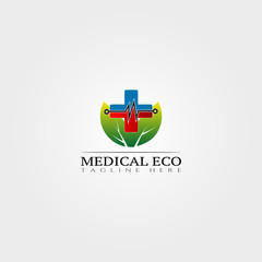 Eco Medical icon template, creative vector logo design, health , illustration element.