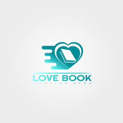 Love book icon template, creative vector logo design, studying, illustration element.