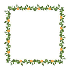 Vector illustration frame flower yellow and orange hand drawn